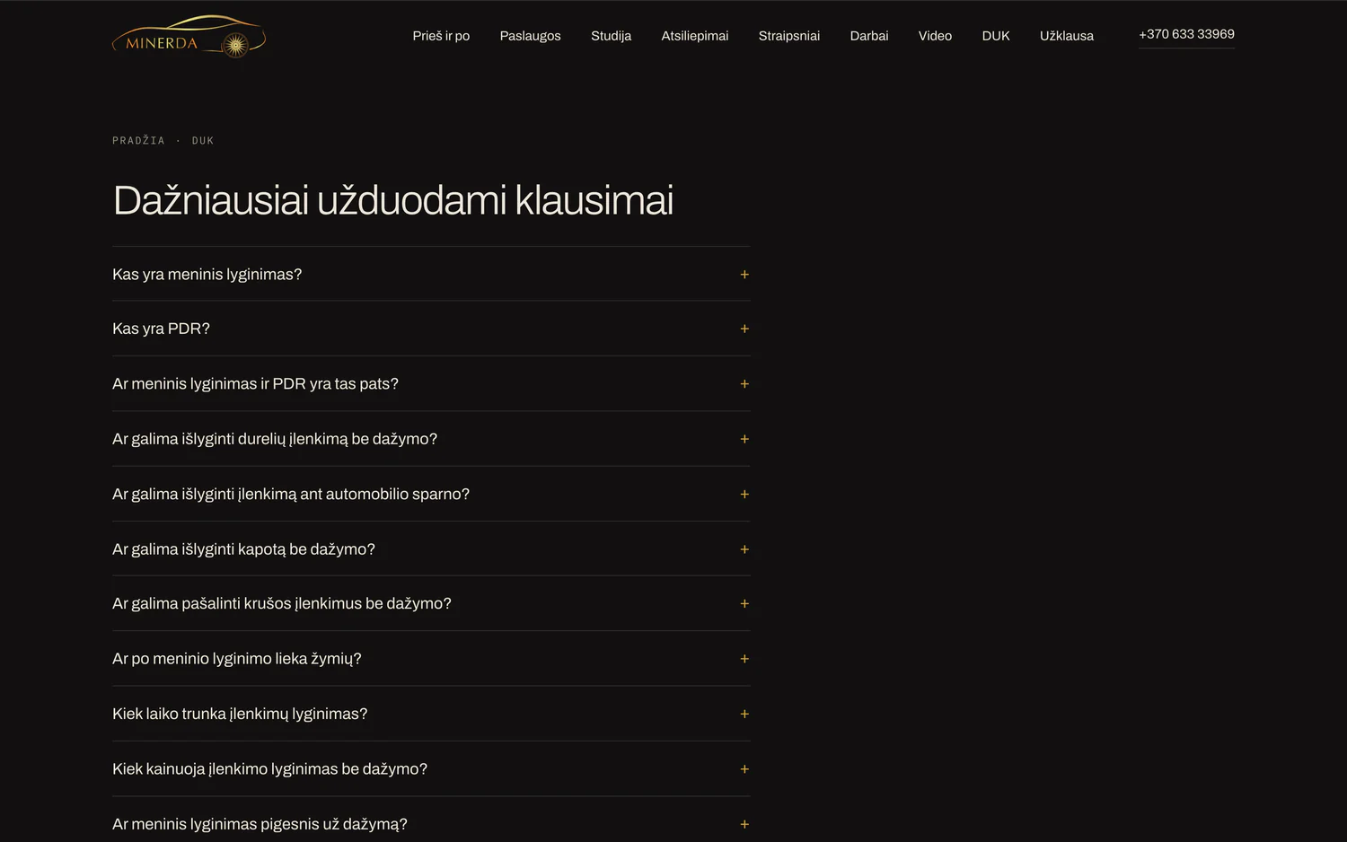 Minerda FAQ page