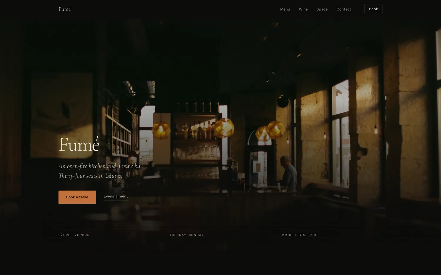 Screenshot of the Fumé demo site