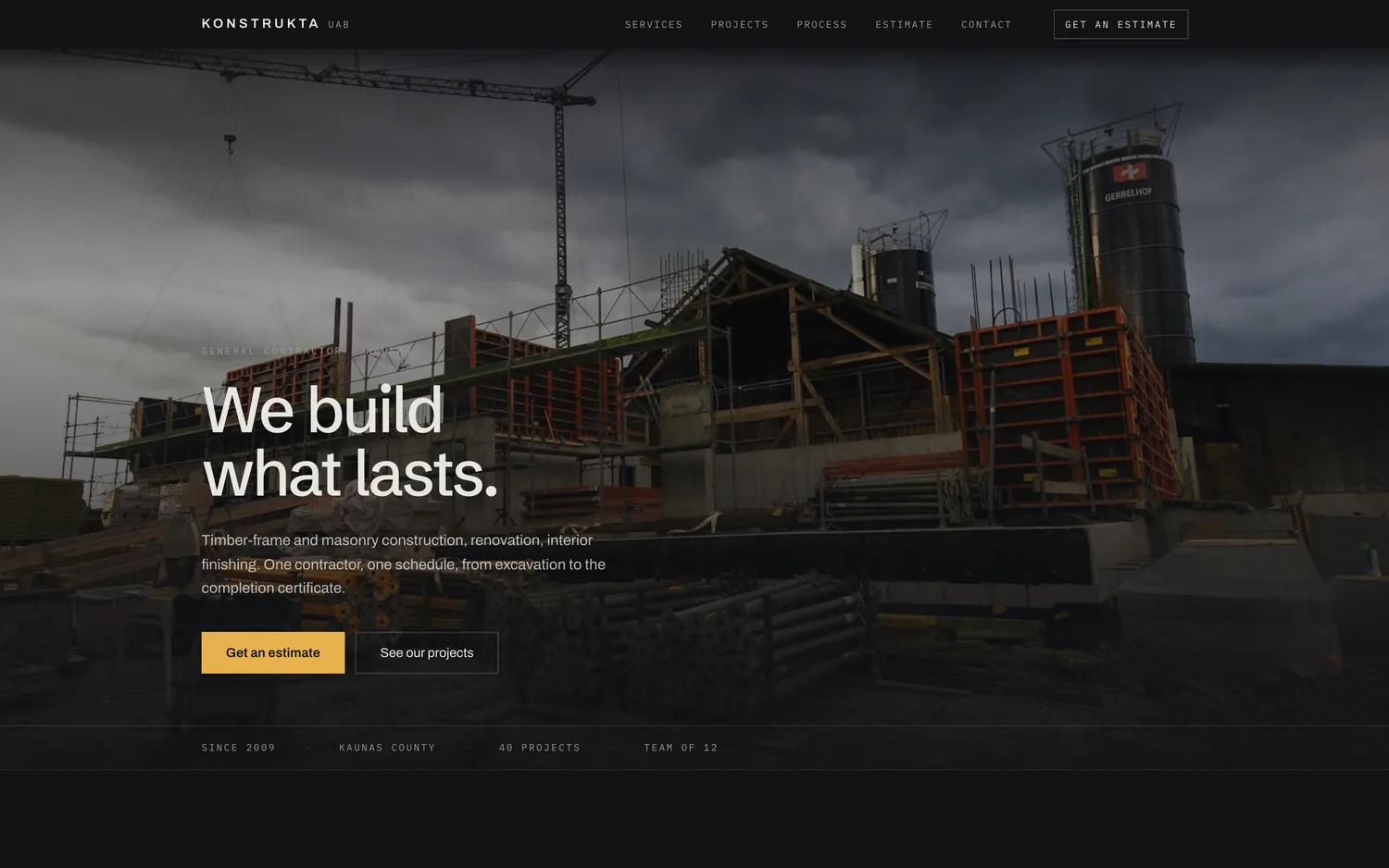 Screenshot of the Konstrukta demo site
